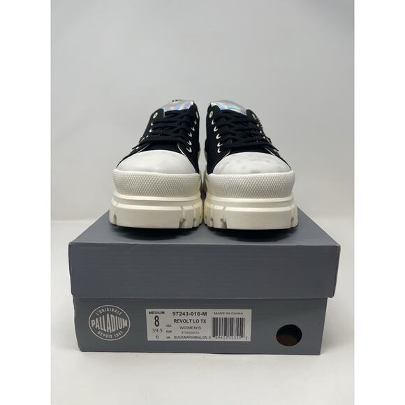 Palladium Revolt Lo TX Platform Boots Women 8 Black Marshmallow Chunky Gorpcore - Picture 1 of 11
